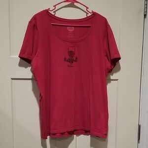 Life Is Good Cabernet Red "Half Full" Wine Short Sleeve 100% Cotton Tee Size XL